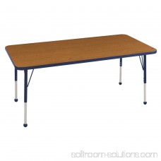 ECR4Kids 30in x 60in Rectangle Everyday T-Mold Adjustable Activity Table Maple/Blue - Chunky Leg